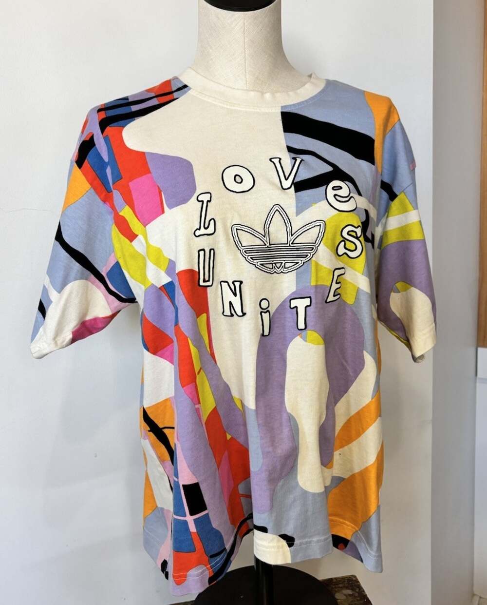 Adidas Shirt Mens Medium Multicolor Camo Love Unites AOP T-Shirt
